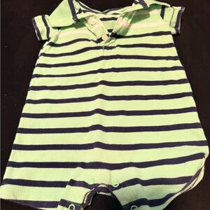 Carter's Green and Navy Striped Romper